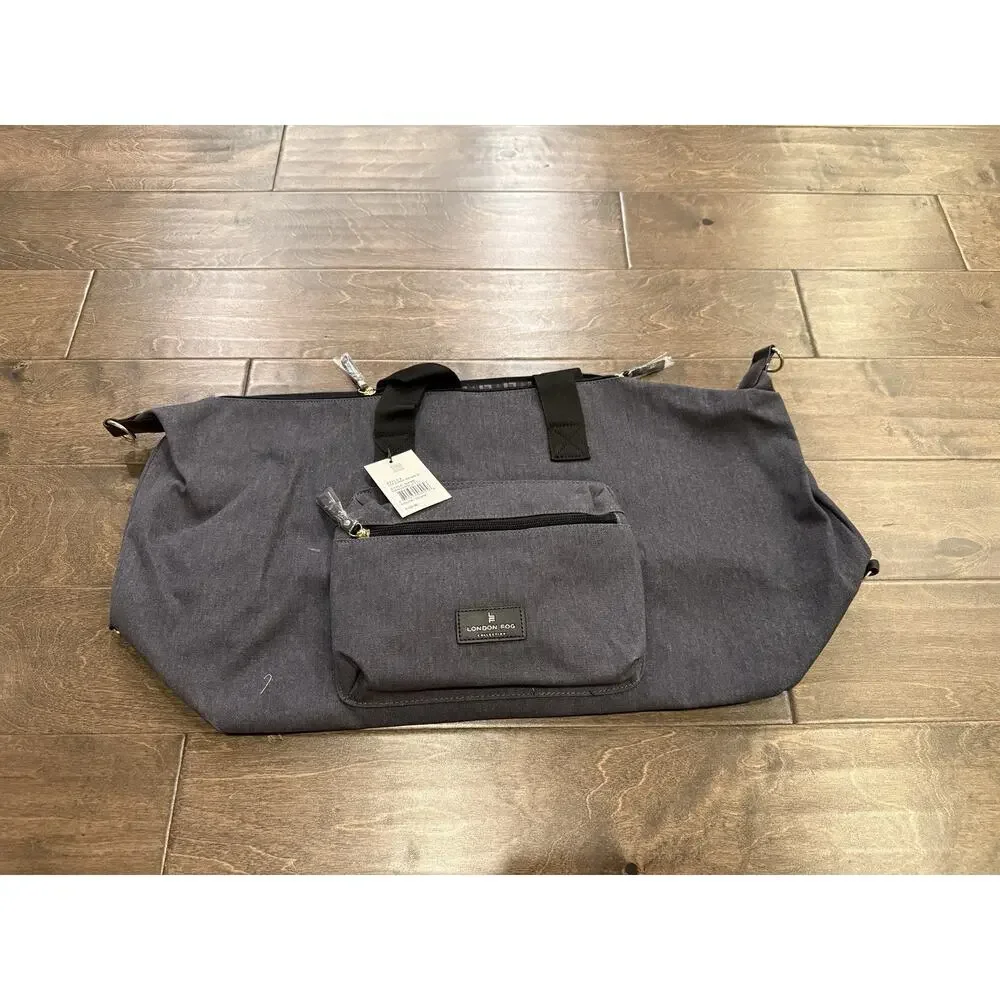 London Fog Collection Gray 100th Anniversary Canvas Duffel Bag NWT New
